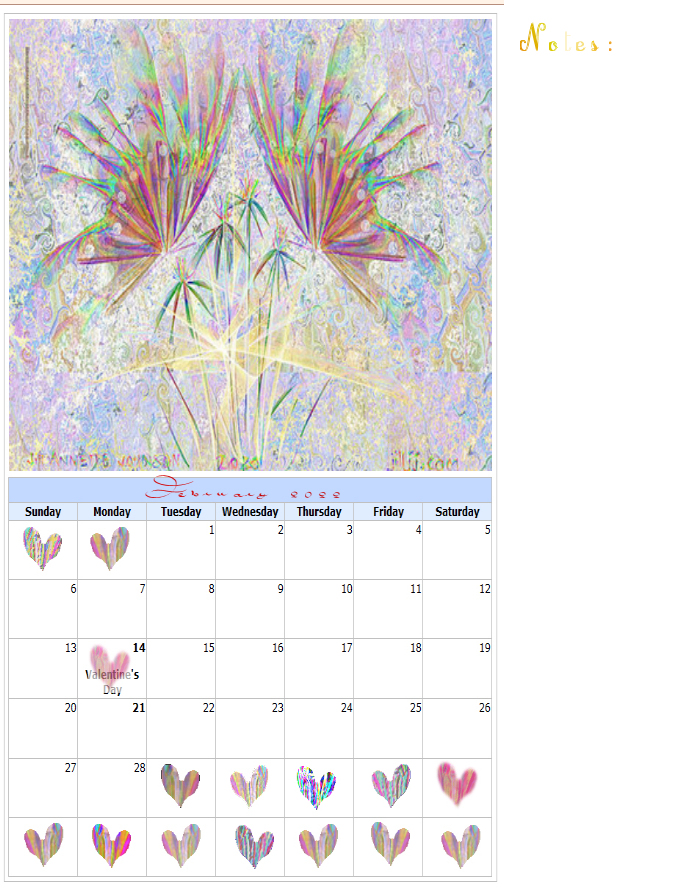 February full of heart calendar