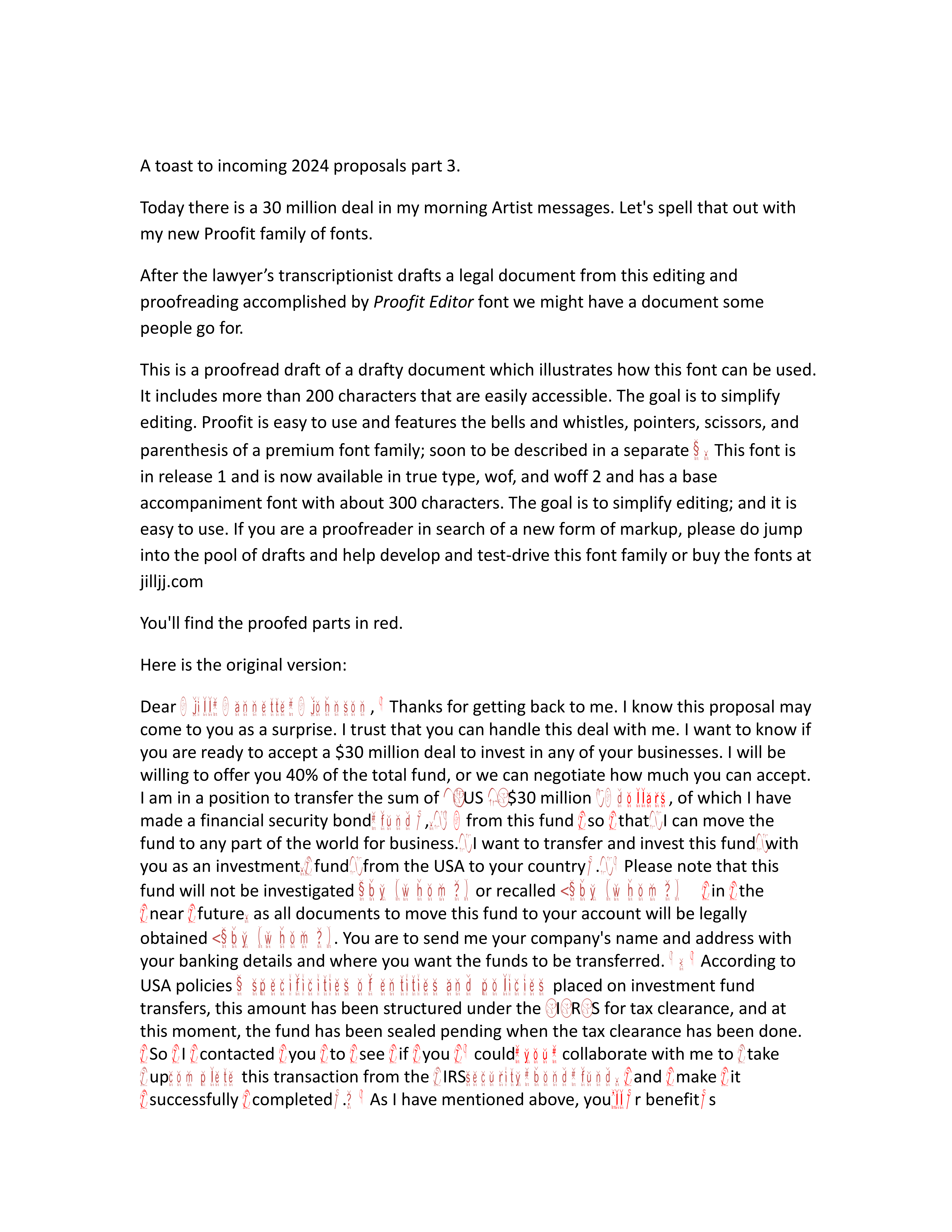 Proofit proofreading font proposal page 1
